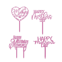 Décoration de gâteau pour la fête des mères en gros, topper en acrylique avec lettres dorées pour maman