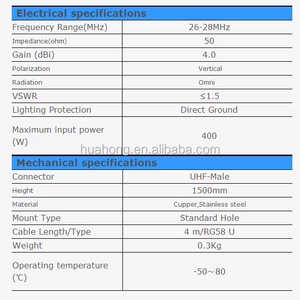 Antena Móvil para <span class=keywords><strong>Radio</strong></span> CB T638 de 27 MHz y 3.5 dBi, Antena de Látigo para CB - Product Image 4