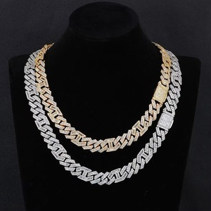 Collares de eslabones cubanos Miami personalizados, gruesos, chapados en oro de 18K, de plata 925 con moissanita VVS tipo diamante, estilo Iced Out Hip Hop, que pasan la prueba del diamante - Product Image 4