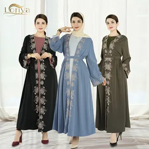 2023 Latest Classical Burkha Nida Modest Abaya Dubai Women Muslim Dress Islamic Clothing Embroidery Black Abaya For Girl