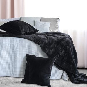 RTS lujo doble capa taupe raya jacquard Shaggy poliéster piel sintética polar con terciopelo visón reversible manta <span class=keywords><strong>funda</strong></span> de almohada - Product Image 3