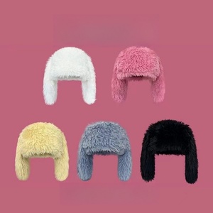 Chapeau en peluche amusant, couleur bonbon, en fourrure moelleuse et épaisse, chaud, résistant au froid, mignon, protecteur, tendance - Product Image 3