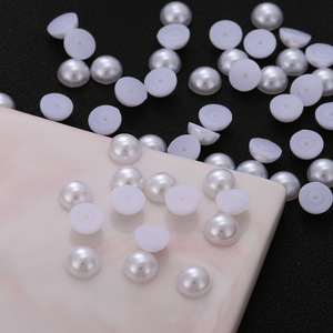 Perles demi-rondes brillantes 3-30mm à dos plat, imitation perle pour nail art DIY, vente en gros - Product Image 4