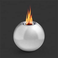 Chimenea de bioetanol con forma de bola de plata para jardín exterior de acero inoxidable