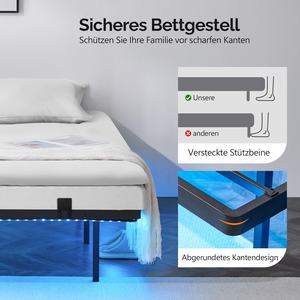 Lit flottant avec éclairage LED <span class=keywords><strong>à</strong></span> cadre <span class=keywords><strong>à</strong></span> <span class=keywords><strong>lattes</strong></span> 140*200cm/160*200cm/180*200cm, construction métallique durable - Product Image 5