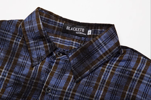 Toptan <span class=keywords><strong>Streetwear</strong></span> erkek gömlek ekose kravat-boya gömlek yüksek kaliteli pamuk kısa kollu pazen t-shirt düğme aşağı - Product Image 6