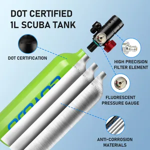 GOYOJO 1L <b>Mini</b> Scuba Tank with Mask DOT Certified Portable Diving Air Tank 15 Min Underwater Breathing - Product Image 4