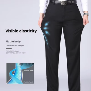 <span class=keywords><strong>Pantalon</strong></span> habillé slim pour <span class=keywords><strong>homme</strong></span> 100 % coton infroissable couleur unie respirant taille mi-haute pour affaires, bureau, <span class=keywords><strong>mariage</strong></span> et usage quotidien - Product Image 5