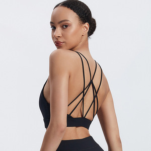 Reggiseno sportivo da donna per corsa e Fitness gilet nudo Cross-Back traspirante reggiseno sportivo Yoga con Logo anteriore bianco sportivo Top donna - Product Image 5