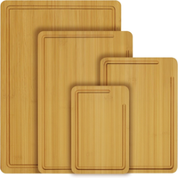 Planche à découper en bois, ensemble de 4 pièces en bambou carbonisé avec surface lisse et rangement facile pour cuisines très occupées