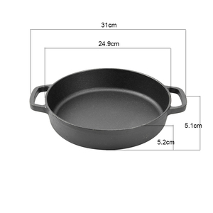 Poêle à frire en fonte pré-assaisonnée de haute qualité Couvercle en verre écologique Deux poignées latérales Design moderne pour la <span class=keywords><strong>friture</strong></span> Wok de cuisson - Product Image 6
