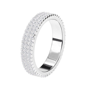 Anello a Forma di Ruota con Tre File di Zirconi, Design Creativo, Fascia Rotonda per Donna, Ideale per Feste - Product Image 2