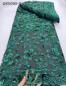 Thiết Kế Mới Lạ Nhà Cung Cấp Vàng Sò Vải Ren Phi Nigeria Ren Vải Với Sequins 5 Yards