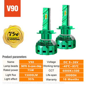 AKE <span class=keywords><strong>V90</strong></span> 150W Phares LED H7 <span class=keywords><strong>Prix</strong></span> d'usine Super lumineux 15000lm 6000k Ampoule de phare LED H7 9-16V 3870 puces LED H7 Canbus - Product Image 2
