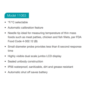 DELTATRAK Model 11063 Digital Jumbo Display <b>Thermometer</b> with Auto Cal Needle Probe Customizable ODM Temperature Instruments - Product Image 6