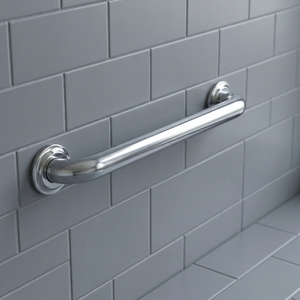 Polished Stainless Steel <b>Handrail</b> 16 Inch <b>Wall</b> <b>Mounted</b> Anti Slip ADA Certified Bathroom Safety Rail Durable Modern Design - Product Image 1