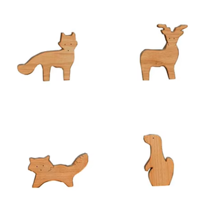 Jouets en bois mignons et vierges sur le thème des animaux de la forêt Montessori : Lévrier, <span class=keywords><strong>renard</strong></span>, blason, ours – Jouet pour tout-petits - Product Image 5