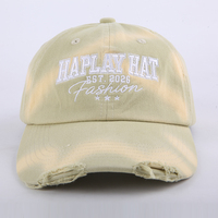 Casquette de baseball non structurée à 6 panneaux, effet vieilli et bords effilochés, avec logo personnalisé, style rétro délavé, casquette de sport, casquette vintage personnalisée effet Monkey Spray, casquette Dad Hat