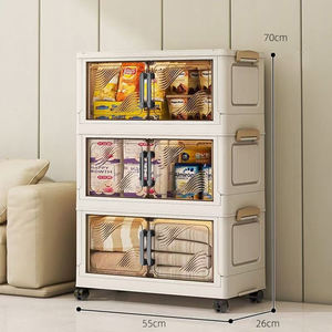 خزانة تخزين بلاستيكية قابلة للطي بـ 6 طبقات وبابين مع مقابض متينة وسعة كبيرة لتنظيم الأحذية والألعاب والوجبات الخفيفة في المنزل - Product Image 6