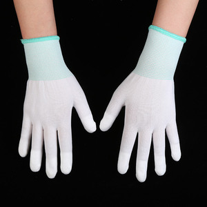 Guantes de nailon blancos hasta la muñeca, 13 puntadas, antiestáticos, para trabajos electrónicos, uso diario - Product Image 1
