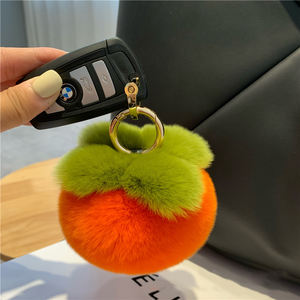 2025 anneau pendentif bibelots cadeau mignon doux pêche réel Rex lapin fourrure porte-clés en peluche balle jouet porte-clés en peluche balle prêt à expédier - Product Image 2