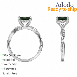 Anello di Fidanzamento all'Ingrosso con Moissanite Verde Taglio Principessa 7mm 2CT, Argento S925 Placcato <span class=keywords><strong>Oro</strong></span> <span class=keywords><strong>Bianco</strong></span>, <span class=keywords><strong>Gioielli</strong></span> da Donna - Product Image 2