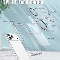 Coque de téléphone pour 15/16/17 Pro, aimant plus puissant, support pliable, TPU + acrylique, anti-rayures, anti-poussière, design animal, finition mate