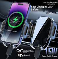 Support de téléphone avec charge rapide sans fil Qi 15W, pince automatique infrarouge, double protocole QC PD, rotatif à 360°, pour grille d'aération