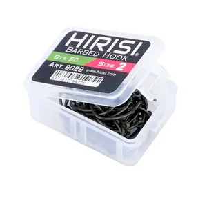 50 pièces par boîte <span class=keywords><strong>Hirisi</strong></span> Hameçons de pêche à la carpe enduits de PTFE avec hameçon micro-barbelé en acier à haute teneur en carbone Accessoires de pêche 8029 - Product Image 6