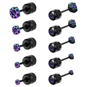 316L Stainless Steel Double-Sided Zircon <b>Stud</b> <b>Earrings</b> with Screw-On Structure | Hypoallergenic Unisex Jewe - Product Image 6