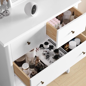 Grand <span class=keywords><strong>Coffre</strong></span> Blanc Salon Chambre Meuble <span class=keywords><strong>de</strong></span> Rangement en Bois Tallboy Commode à 5 Tiroirs, Commode à Tiroirs - Product Image 3