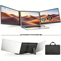 Layar Monitor Laptop Lipat Tiga Eksternal 15,6 Inci 1920 X 1080 Layar Kedua Monitor Portabel Kompatibel dengan Win/Mac/Android