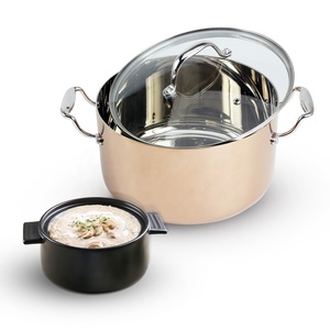 Modern Non-Stick Copper Cookware <b>Pot</b> With Glass Lid Stainless Steel Handles <b>For</b> Gas And <b>Induction</b> Stoves - Product Image 6