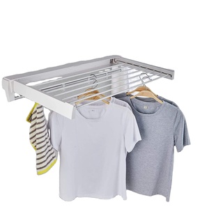 Cordes à <span class=keywords><strong>linge</strong></span> murales pliables en métal Supports de séchage pliables intérieurs/extérieurs pour économiser la cuisine Supports de séchage cachés - Product Image 1