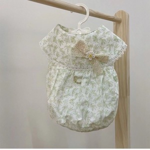 <strong>Cooling</strong> Vintage Blue Yellow Leaf Print Pet Dress With Lace <strong>Collar</strong> Bow Decor Summer <strong>Dog</strong> Clothes for Small <strong>Dogs</strong> Cats - Product Image 6