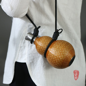 Bamboo Woven Gourd Flask 12-24 Hour Heat Preservation Portable Water Bottle Antique Style Lightweight Design - Product Image 5