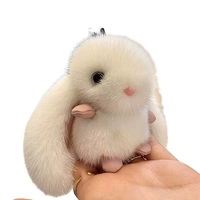 ODM Pendentif en peluche lapin imitation fourrure de vison fait main, breloque de sac, porte-clés de voiture, cadeau d'anniversaire, porte-clés jouet, poupée animal en peluche