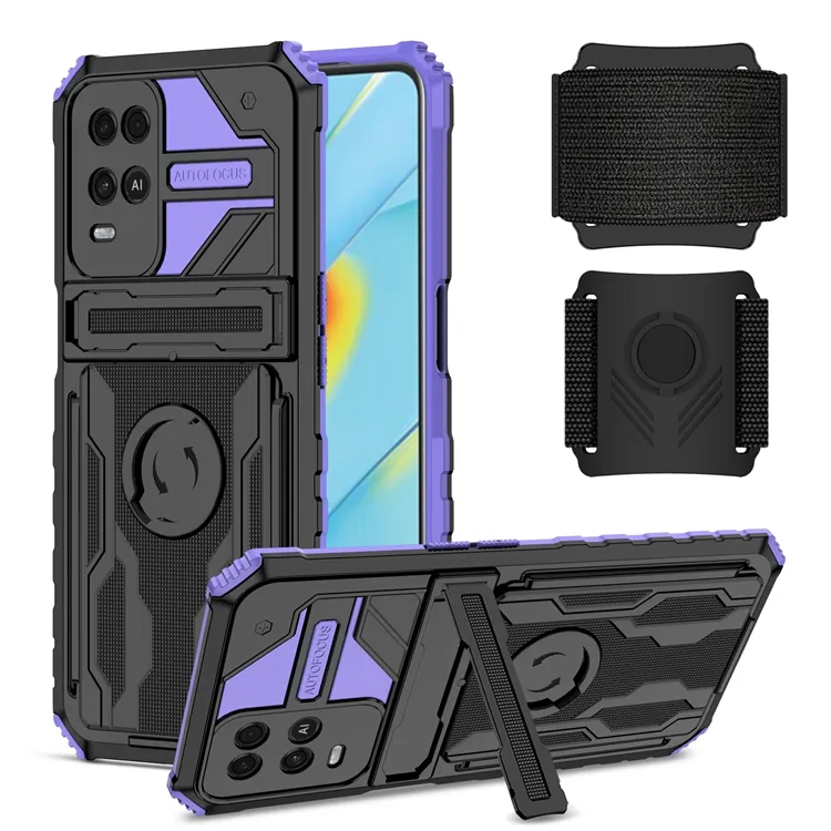 New design multi-function kickstand wallet phone case cover Armor shockproof For oppo A54/A74 with wristband