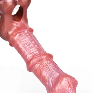 Yocy 2216 Hot Kunsthuid Hond Knoop Penis Mouw/Extender Siliconen Dildo Vergroting Fantasie Seksspeeltjes In Glanzende Roze Kleur