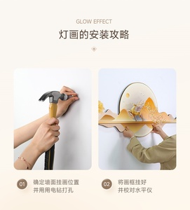 Yiwu nhà máy ban đầu tinh thể phòng khách trang trí bức Tranh phong cảnh bức tranh tường với đèn LED trang trí nội thất sang trọng - Product Image 5