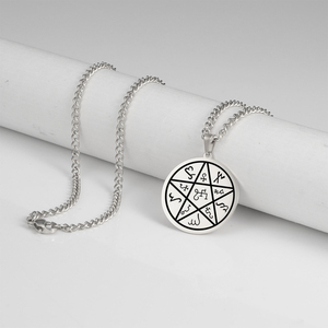 Talismán, Talismán, pentagrama, <span class=keywords><strong>Supernatural</strong></span>, punk, Pentáculo pagano, amuleto, collar de acero inoxidable - Product Image 5