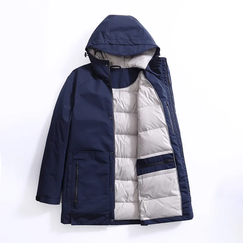 नई पुरुषों सर्दियों सील टेप हूडि कोट नीचे कोट घिरना मध्यम और लंबी नौसेना कपड़े जैकेट