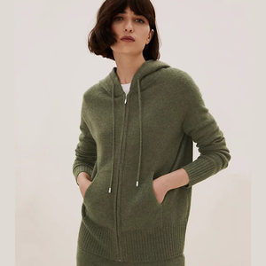Causal Plain Knit Cashmere <strong>Women</strong> Sweater <strong>Cardigan</strong> Long Sleeves Hat Cashmere <strong>Women</strong> <strong>Cardigan</strong> - Product Image 1