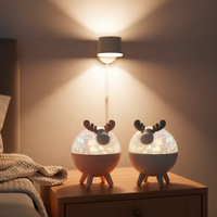Lámpara Proyector Giratoria de Ciervos con Sonido, Proyector LED de Estrellas y Luna para Bebés, Luz Nocturna USB para Dormitorio Infantil