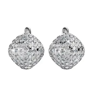 Gümüş 925 Premium avusturyalı kristal takı toptan aksesuarları kadın klip küpe Destiny mücevherat