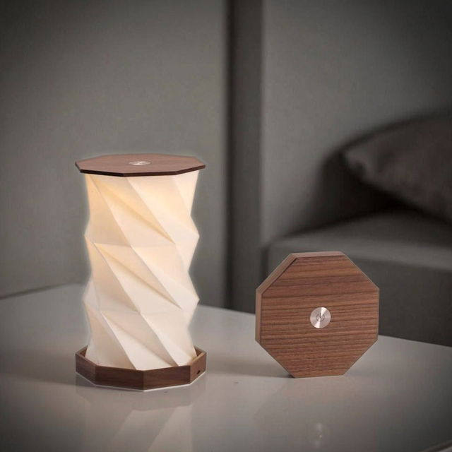 Modern Design Folding Paper LED Table Lamp with Touch Control Warm White Light Eco-Friendly Rechargeable Battery Home Decor