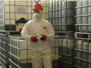 ชุดคลุมป้องกันแบบใช้แล้วทิ้งชนิดไม่ถักทอ สีขาว ป้องกันของเหลว รุ่น OEM ประเภท 5 6  ชุดทำงาน  ชุดป้องกันใยแก้ว - Product Image 6