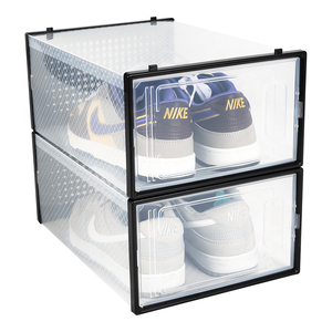 Nhựa Sneaker hộp lưu trữ có thể gập lại Giày giá hiển thị trong suốt trường hợp cho <span class=keywords><strong>Stackable</strong></span> Giày - Product Image 2