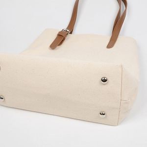 Bolsa de Compras Personalizada de Algodón, Bolsa de Lona Grande con Asas de Cuero - Product Image 4