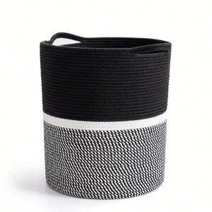 Factory Direct <b>Large</b> Cotton Rope Basket Tall Woven Foldable Nursery Hamper <b>Bin</b> for Storage Nursery Blanket <b>Bin</b> - Product Image 1